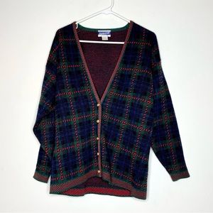 Pendleton Vintage Wool Plaid Cardigan Sweater- Size: Large